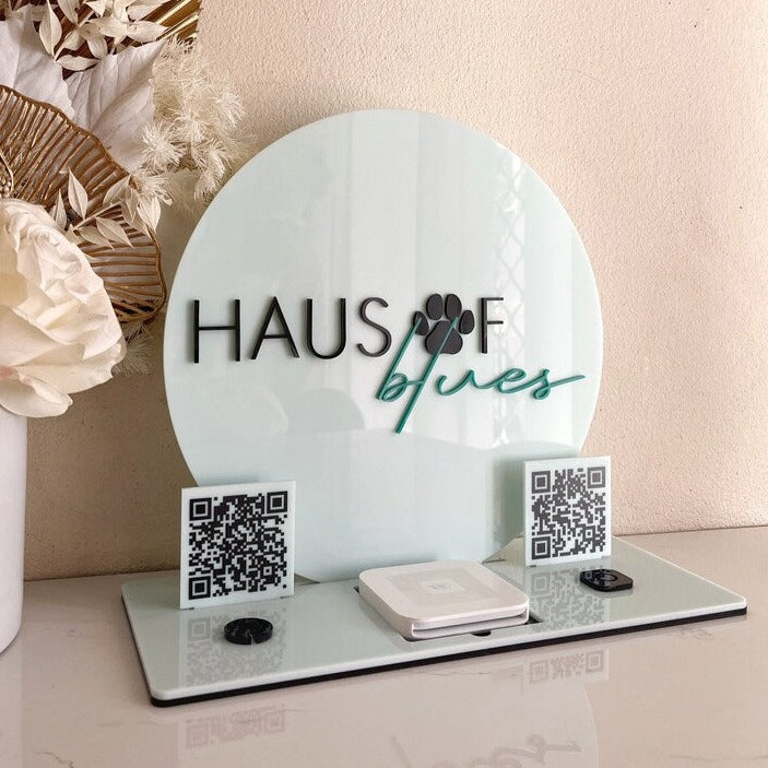 MINI LOGO W/ QR CODES & PAYMENT MACHINE HOLDER